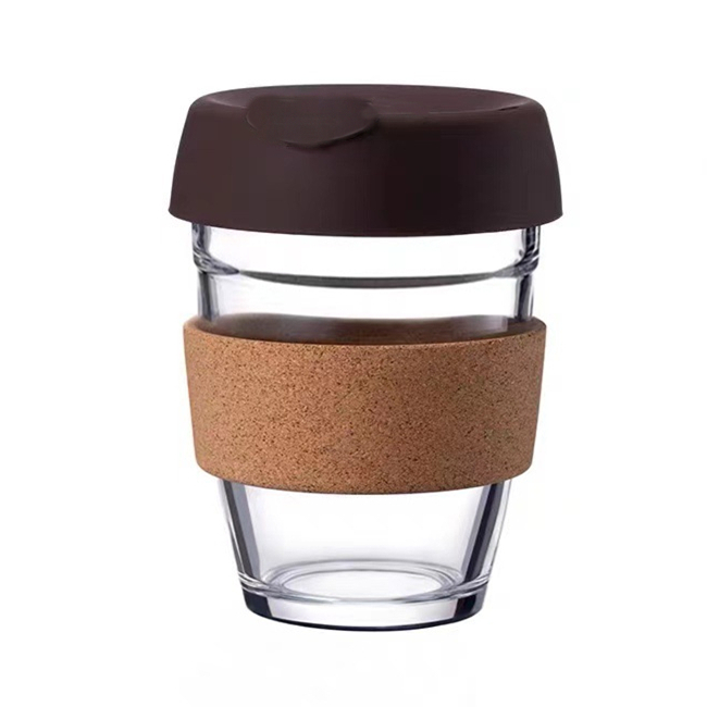 Glass Coffee Mug with Silicone Cap 250ml, GS0211