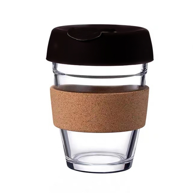 Glass Coffee Mug with Silicone Cap 250ml, GS0212